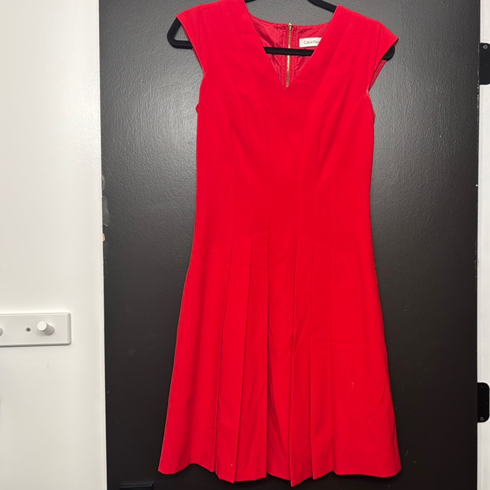 Calvin Klein Vibrant Red Midi Dress